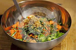 Mixed Vegetables in Mixing Bowl