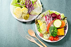 Mixed vegetables salad, top view