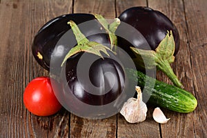 Mixed vegetables on wood table