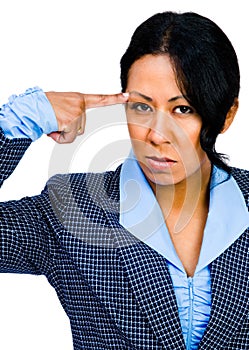 Mixedrace businesswoman suffering photo