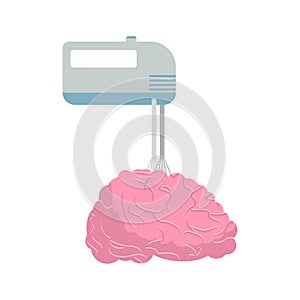 Mixer and brain. Mix your brains and thoughts. Vector illustration