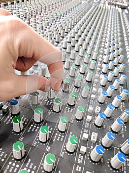 Mixer console with hand