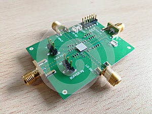 Mixer evaluation board on the wooden table