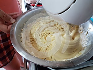 Mixer mix flour dough for sweet cake