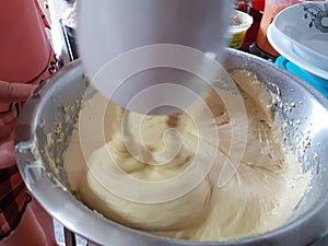 Mixer mix flour dough for sweet cake
