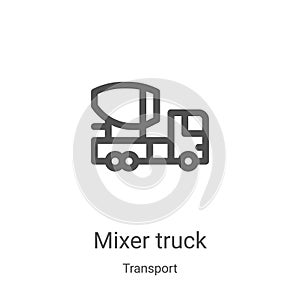 mixer truck icon vector from transport collection. Thin line mixer truck outline icon vector illustration. Linear symbol for use