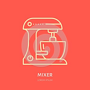 Mixer vector flat line icon. Cooking equipment linear logo. Outline symbol for household kitchen appliances shop