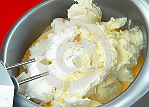 Mixer whisks with cream