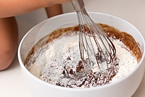 Mixing chocolate pie dough