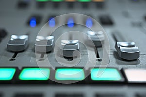 Mixing console fader. music and light production photo