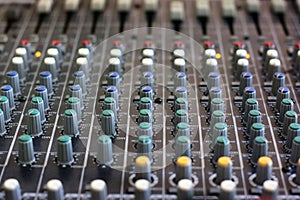 Mixing console for microphone. Sound equipment