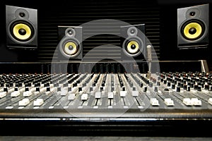 Mixing desk with speakers