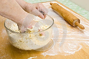 Mixing dough by hand (Recipe Series)