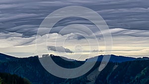 Mixnitz - Strange clouds and view from mount Roethelstein in Styria, Austria. Bushland and Hills photo