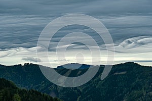 Mixnitz - Strange clouds and view from mount Roethelstein in Styria, Austria. Bushland and Hills photo