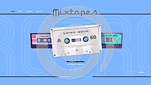 Mixtapes cartoon landing page, audio record player