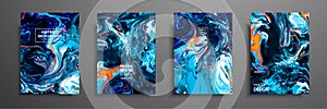 Mixture of acrylic paints. Liquid marble texture. Fluid art. Applicable for design cover, presentation, invitation