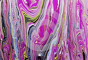 Mixture of acrylic paints. Modern artwork with spots and splashes of color paint. Liquid marble texture. Applicable for design.