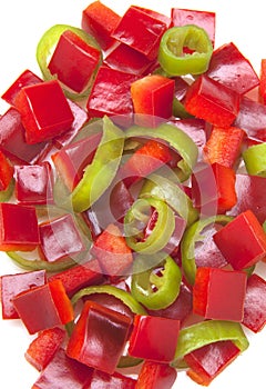 A mixture of chopped peppers