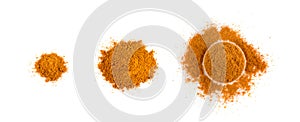 Mixture of Indian Spices and Herbs Powders Isolated