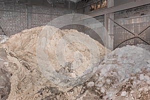 Mixture in a pile of bentonite clay and sand, processing of land and soil industry