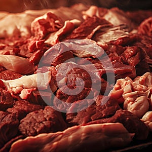 Mixture of Raw Meat on Barbecue