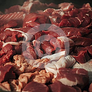 Mixture of Raw Meat on Barbecue