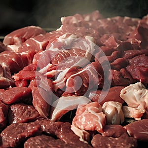 Mixture of Raw Meat on Barbecue