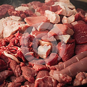 Mixture of Raw Meat on Barbecue