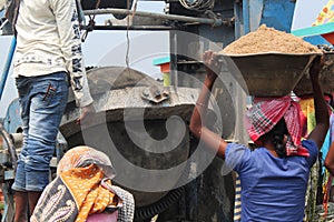 Mixture ready and unload construction site