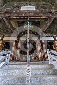 Miyabori Carvings, Senjafuda stickers and Suzu hanging bellShoukoku-ji Buddhist temple Kannondo Main Hall