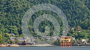 Miyajima island and Floating Torii gate in Japan.