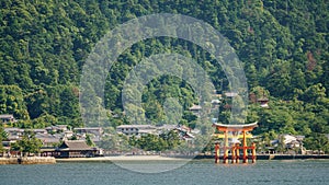 Miyajima island and Floating Torii gate in Japan.