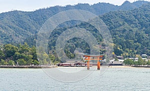 Miyajima Torii with mountain