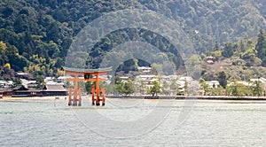 Miyajima Torii with mountain