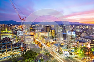 Miyazaki city downtown skyline cityscape  in Kyushu, Japan