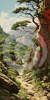 Miyazaki-inspired Rocky Mountains With Japanese-inspired Imagery
