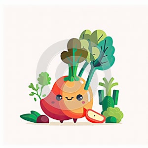 Miz Vegetable Cute Playful Flat Icon by Generative AI photo