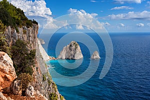 The Mizithres, small and big. Amazing rock formations on Keri cape, Zakynthos island. Greece.