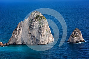 The Mizithres, small and big. Amazing rock formations on Keri cape, Zakynthos island. Greece.