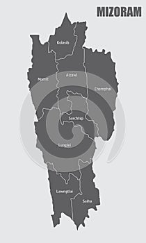 Mizoram administrative map