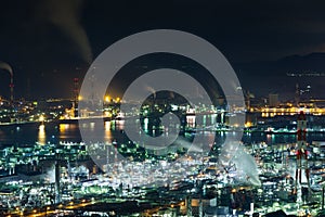 Mizushima industrial area in Japan at night