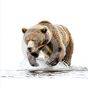 Powerful Brown Bear Emerging from Water