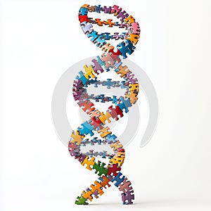 DNA Strand Made of Colorful Puzzle Pieces