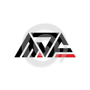 MJF triangle letter logo design with triangle shape. MJF triangle logo design monogram. MJF triangle vector logo template with red