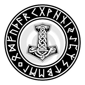 Mjollnir and runic futhark pagan vikings