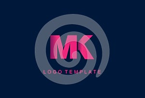 MK Letter Logo Design Vector