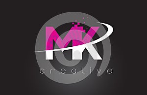 MK M K Creative Letters Design With White Pink Colors photo