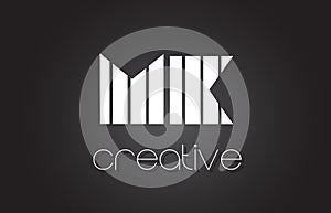 MK M K Letter Logo Design With White and Black Lines. photo
