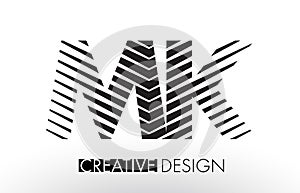 MK M K Lines Letter Design with Creative Elegant Zebra photo